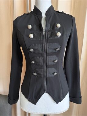 Kate Kasin military inspired  zip top XS Fitted Blazer Jacket